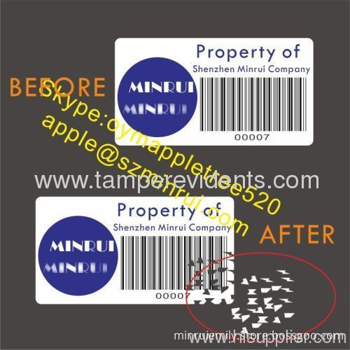 Custom Asset Labels With Barcode And Logo,asset Identification Labels With Strong Adhesive,destructive Asset Id Labels 